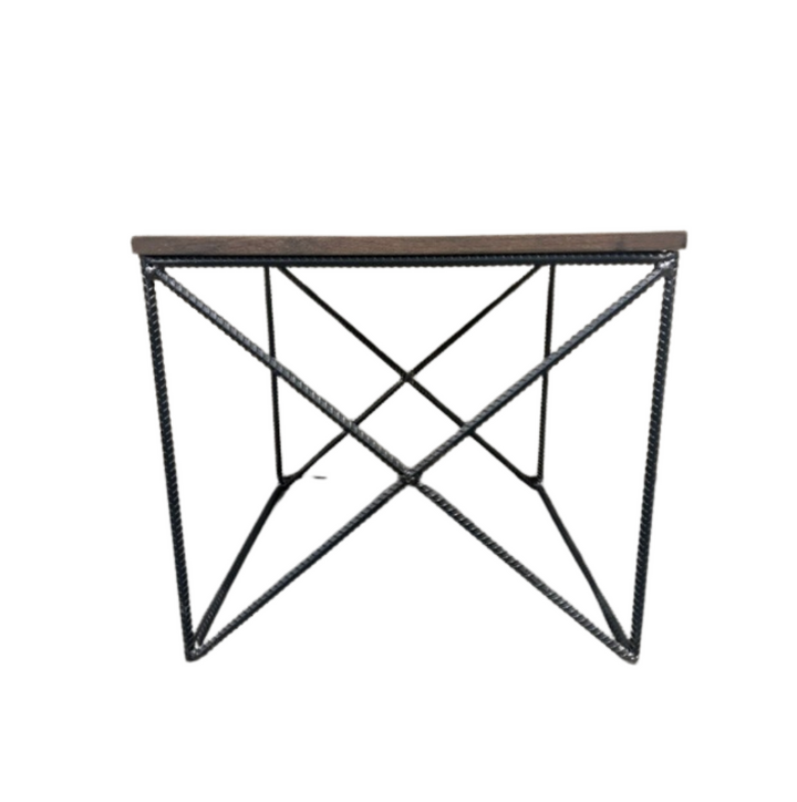 Industrial Solid Wood & Steel Side Table