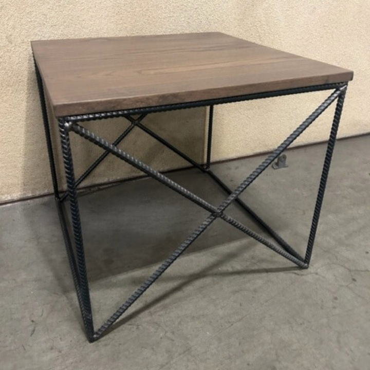 Industrial Solid Wood & Steel Side Table